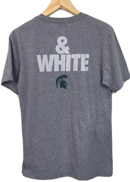 Michigan State Green & White Spartans TShirt Gray Front Back Graphics SMALL Nike - Picture 2 of 5